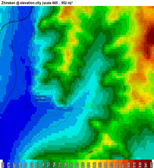 Zhireken elevation map