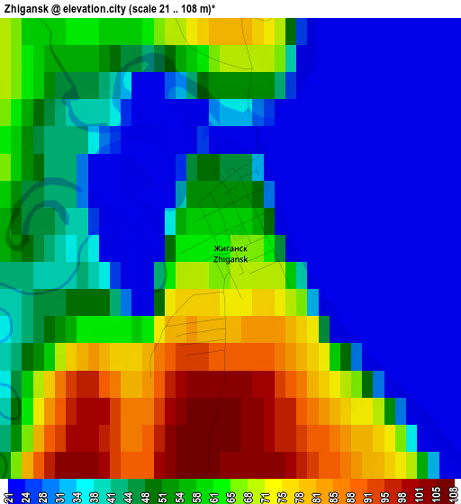 Zhigansk elevation map