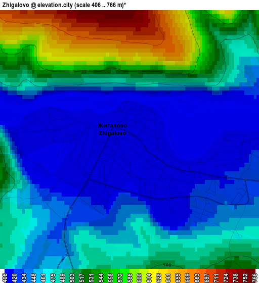 Zhigalovo elevation map