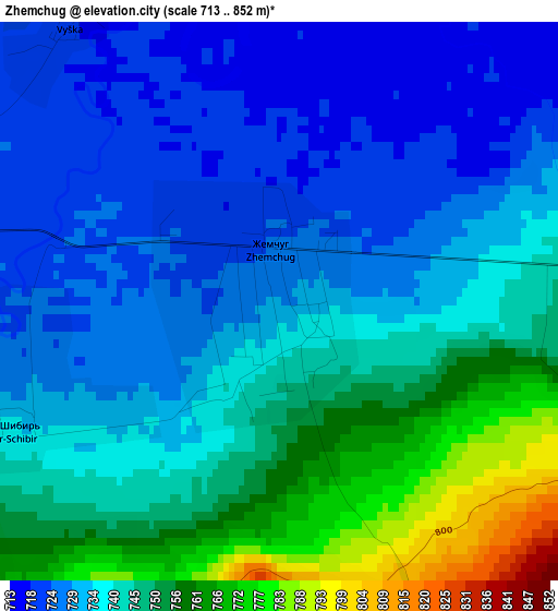 Zhemchug elevation map