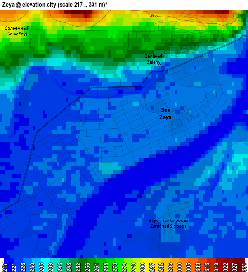 Zeya elevation map