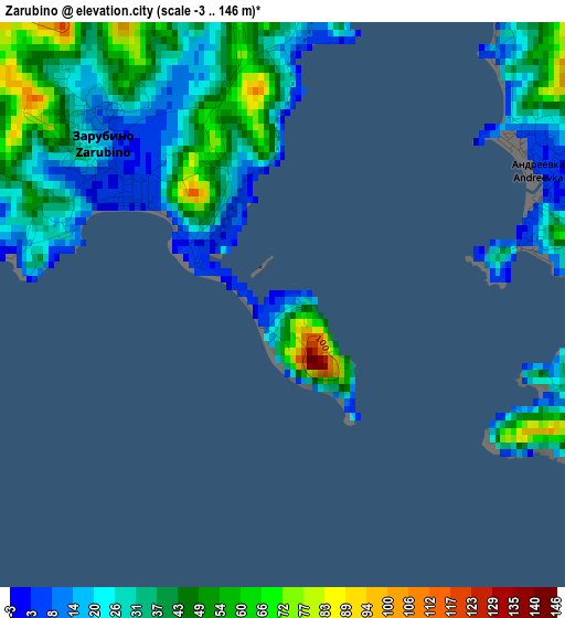 Zarubino elevation map