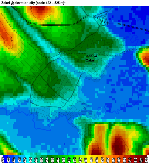 Zalari elevation map