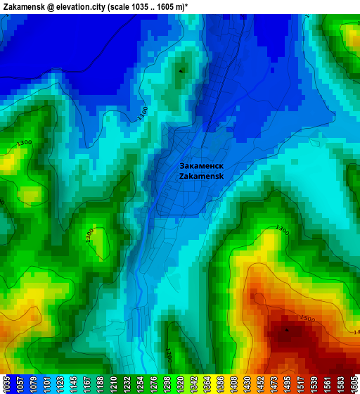 Zakamensk elevation map