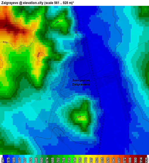 Zaigrayevo elevation map