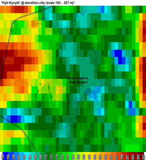 Ytyk-Kyuyël’ elevation map