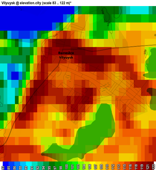 Vilyuysk elevation map