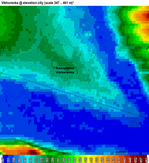 Vikhorevka elevation map