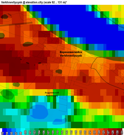 Verkhnevilyuysk elevation map