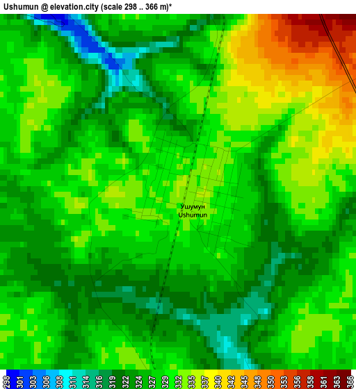 Ushumun elevation map