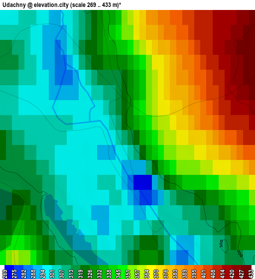 Udachny elevation map