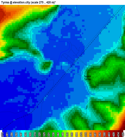 Tyrma elevation map