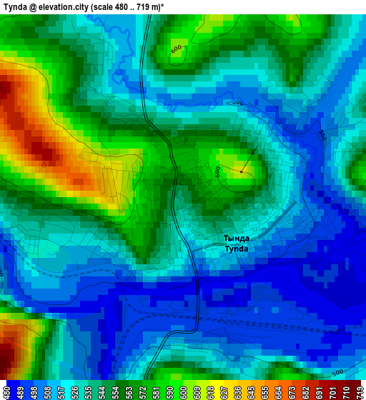 Tynda elevation map