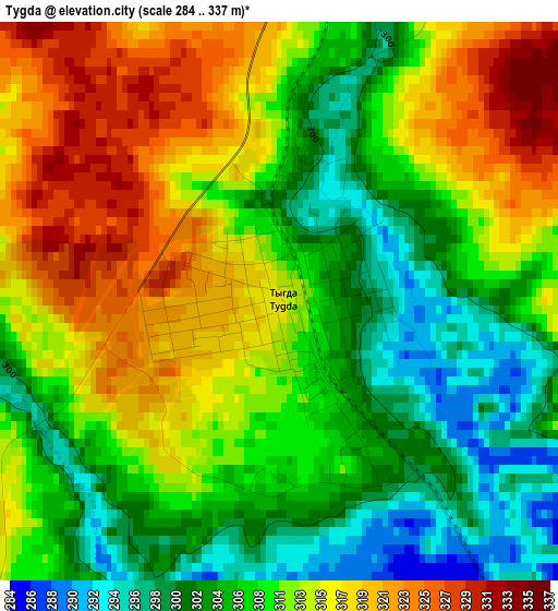 Tygda elevation map