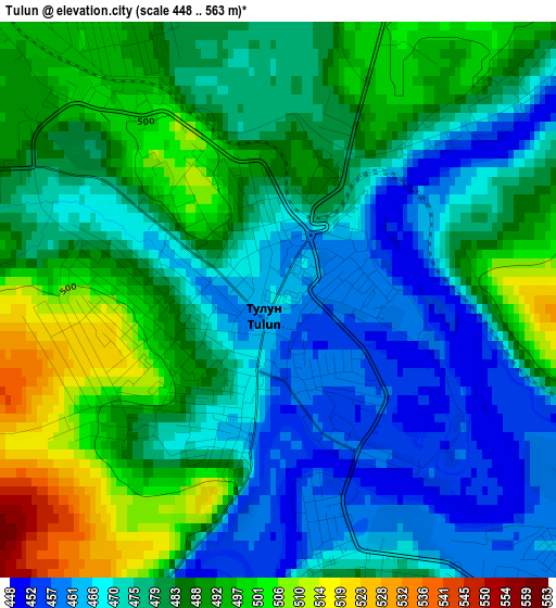 Tulun elevation map