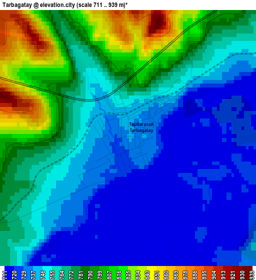 Tarbagatay elevation map