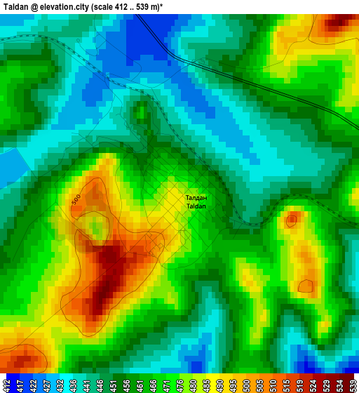 Taldan elevation map