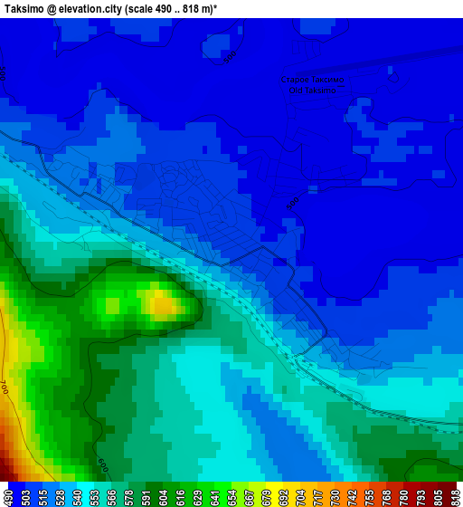 Taksimo elevation map