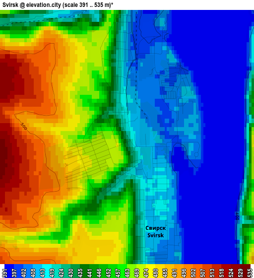 Svirsk elevation map