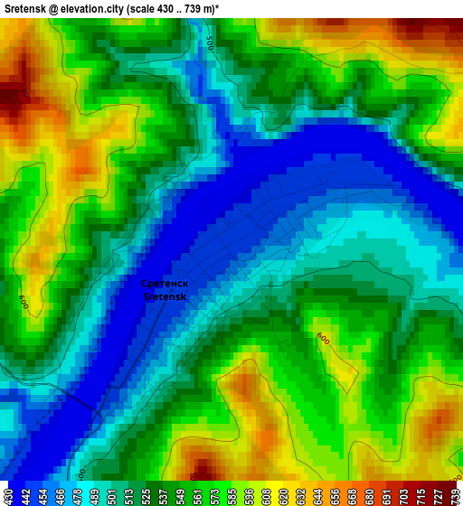 Sretensk elevation map