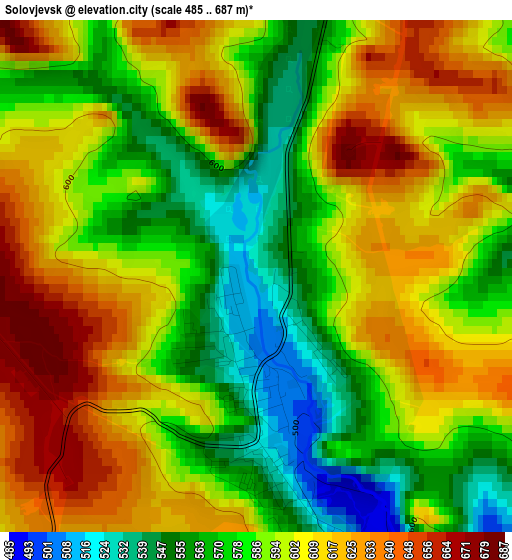 Solovjevsk elevation map