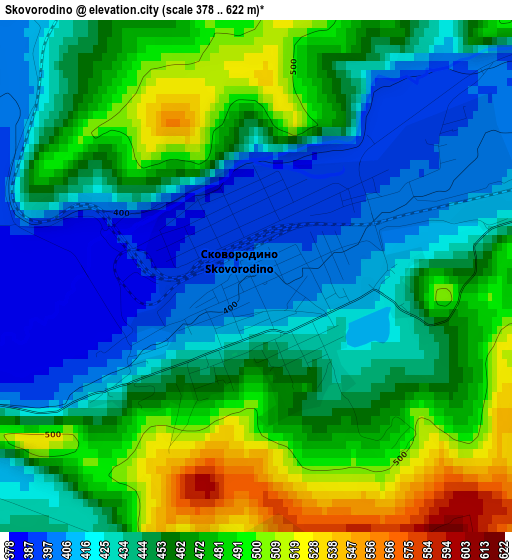 Skovorodino elevation map