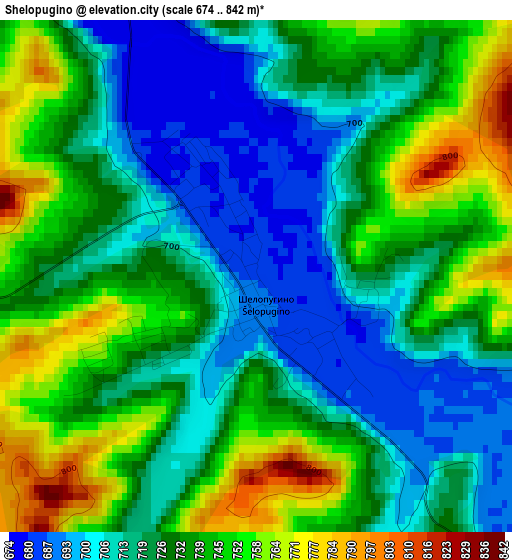 Shelopugino elevation map