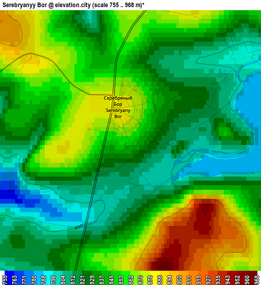 Serebryanyy Bor elevation map