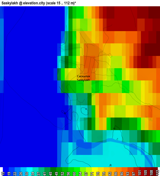 Saskylakh elevation map