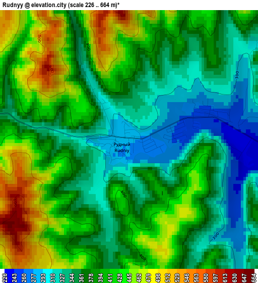 Rudnyy elevation map