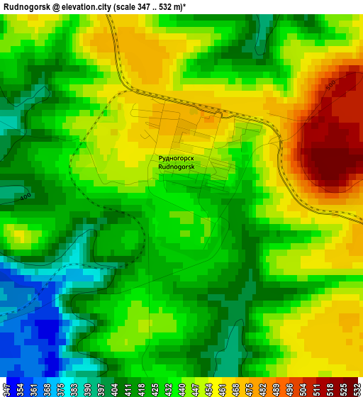 Rudnogorsk elevation map