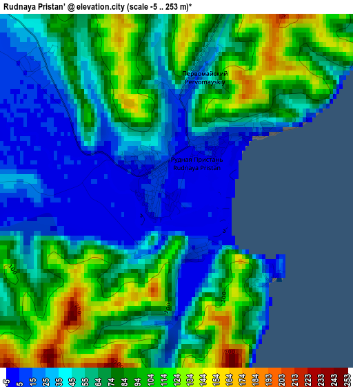 Rudnaya Pristan’ elevation map