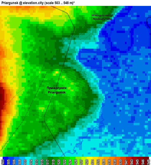 Priargunsk elevation map