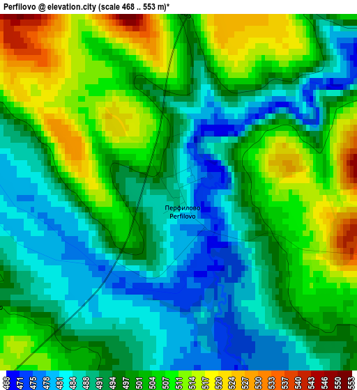 Perfilovo elevation map