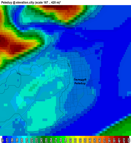 Peleduy elevation map