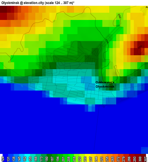 Olyokminsk elevation map