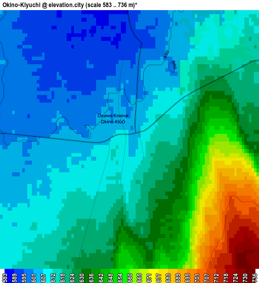 Okino-Klyuchi elevation map