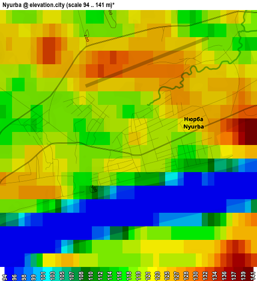 Nyurba elevation map