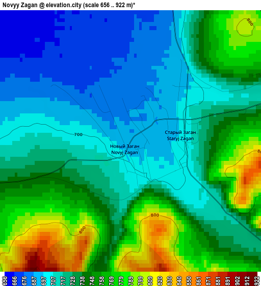 Novyy Zagan elevation map