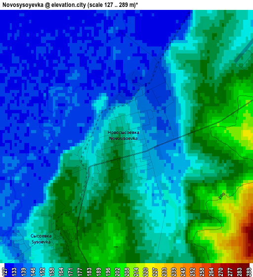 Novosysoyevka elevation map