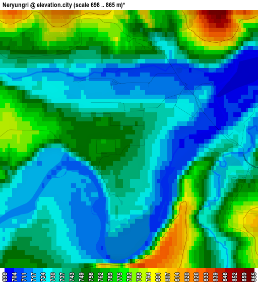 Neryungri elevation map