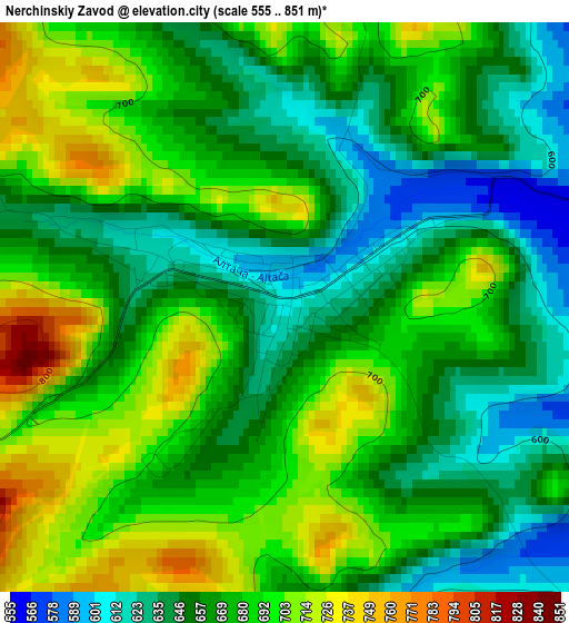 Nerchinskiy Zavod elevation map