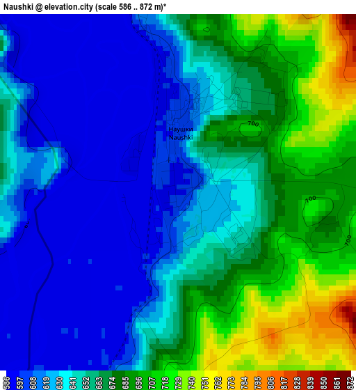 Naushki elevation map