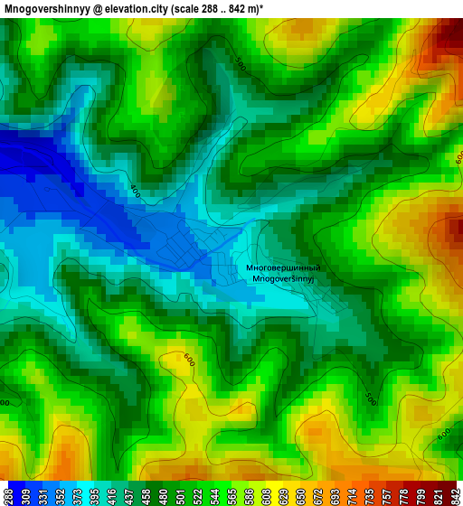 Mnogovershinnyy elevation map