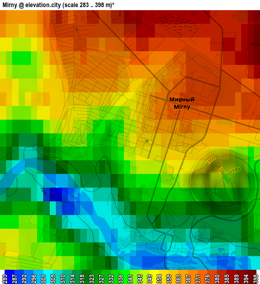 Mirny elevation map