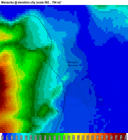 Manzurka elevation map