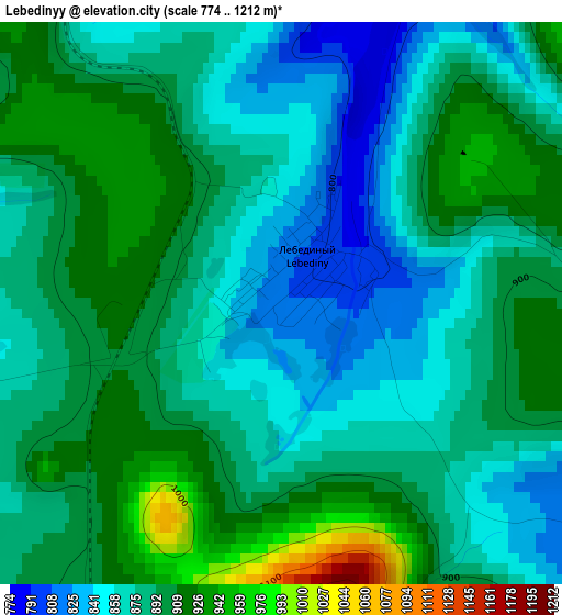 Lebedinyy elevation map