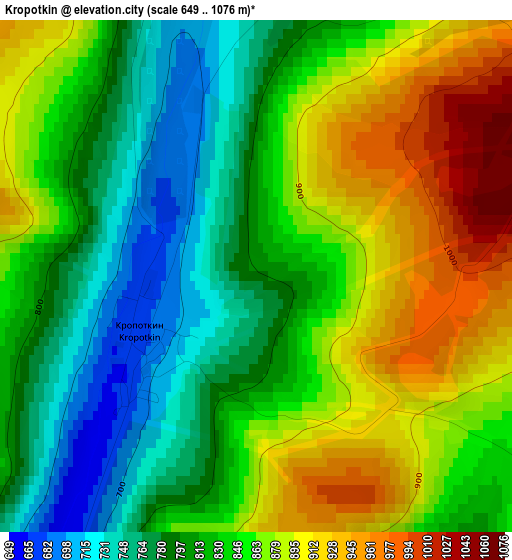 Kropotkin elevation map