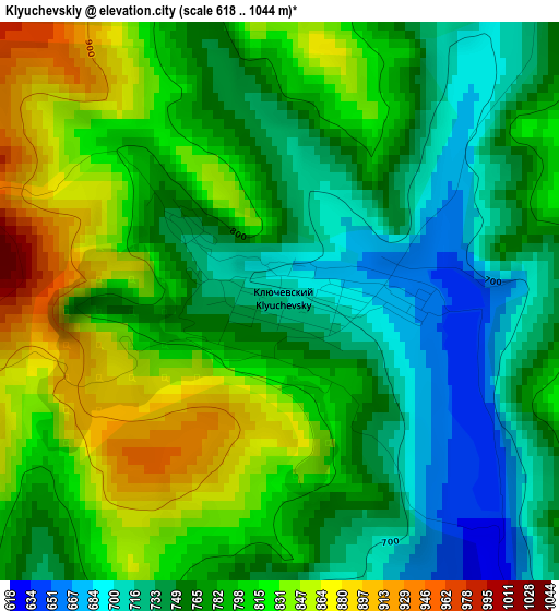 Klyuchevskiy elevation map