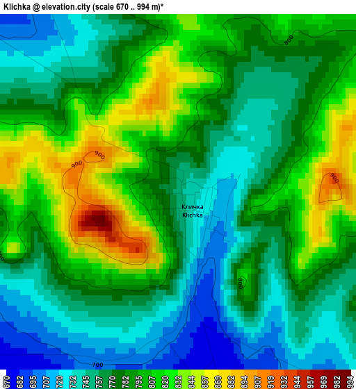 Klichka elevation map